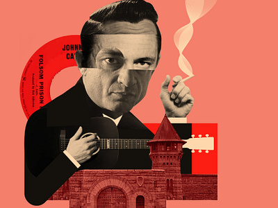 Johnny cash characters collage country music people retro style styletest vector website