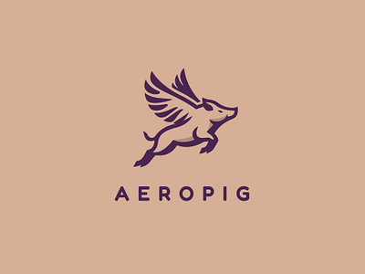 Flying Pig Logo abstract aero brand branding company flying logo logoground pig vector