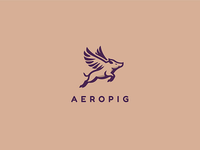 Flying Pig Logo abstract aero brand branding company flying logo logoground pig vector