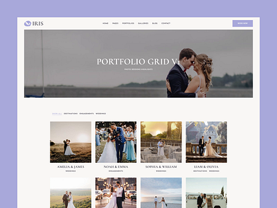 Iris - Portfolio Grid v1 pages album artist design fashion gallery image slider lifestyle photo gallery photographer photography photography theme portfolio showcase theme travel ui ux wedding wordpress wordpress photography