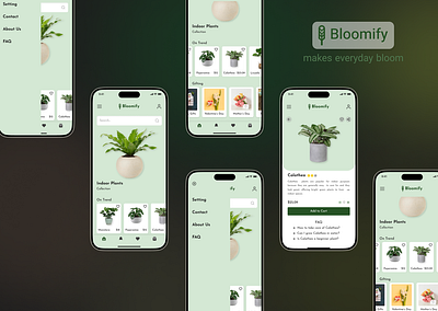 "Bloomify" An application to make your house bloom application branding design figma mobile app plant ordering app service ui user interface