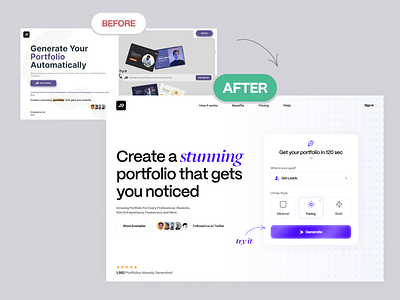 Before → After. SaaS Landing Page Redesign ai ai landing page ml landing page redesign saas saas landing page website for ai