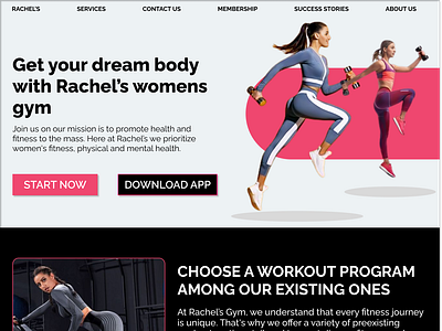 Women's gym landing page appdesign design gym gymlandingpage landingpage landingpagedesign ui webdesign website websitedesign