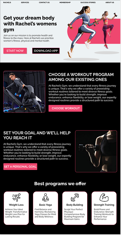 Women's gym landing page appdesign design gym gymlandingpage landingpage landingpagedesign ui webdesign website websitedesign