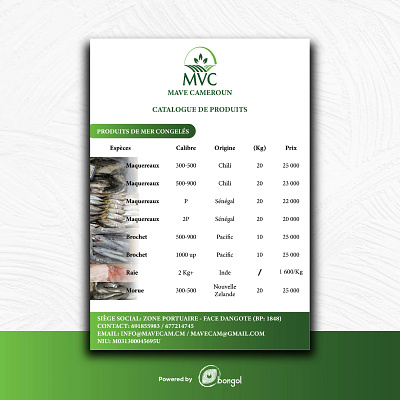 Menu Mavecam branding graphic design menu