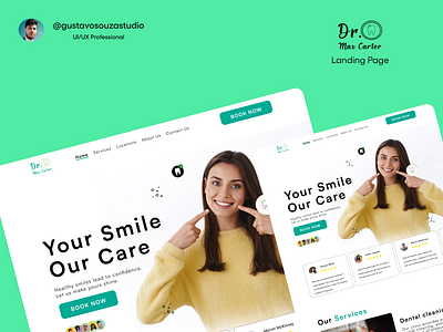 Dental Clinic Web Design UI/UX Landing Page adobe xd clinic dental clinic dentist figma graphic design health health care landing page layout teeth tooth ui uiuxdesign ux web design website