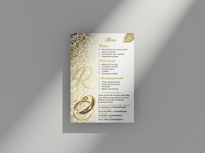 Menu wedding R&R branding graphic design menu