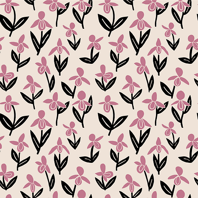Ladyslippers backwoods floral flowers illustration ladyslippers outdoors pattern