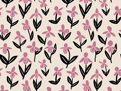 Ladyslippers backwoods floral flowers illustration ladyslippers outdoors pattern