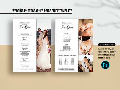 Wedding Photography Price List advertising flyer editable marketing flyer marketing template photographer photography package photography pricing photography studio photography template photoshop template price flyer price guide template price list price sheet price template pricing flyer pricing guide printable wedding photography wedding price list