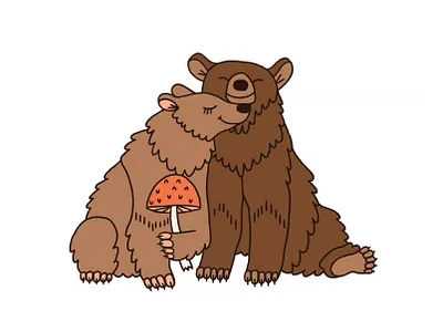 Bear Lovers bears illustration love mushrooms wedding illustration wedding invites