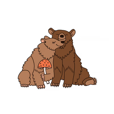 Bear Lovers bears illustration love mushrooms wedding illustration wedding invites
