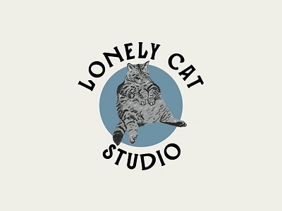 Lonely Cat Studio Primary Logo branding design graphic design illustration logo