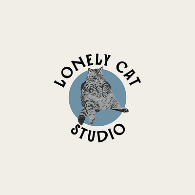 Lonely Cat Studio Primary Logo branding design graphic design illustration logo