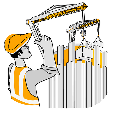 Insurance website illustration brand illustration character construction crane design homepage illustration illustrations illustrator insurance people person policy svg vector web illustration website website illustration worker yellow
