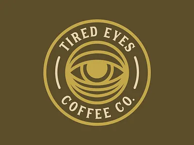 Tired Eyes Circle Badge badge brand identity branding circle coffee coffee co design eye graphic design identity illustration logo mark tired visual identity