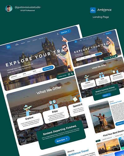 Travel Agency Web Design UI/UX Landing Page adobe xd branding design figma graphic design illustration landing page prototyping travel travel agency trip ui ui design uiux uiux design ux ux design web design