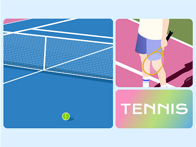 Let's play tennis 🎾 Illustration blue dailyui dailyuichallenge design figma gradient green illustration open to work pink tennis uxui webdesign