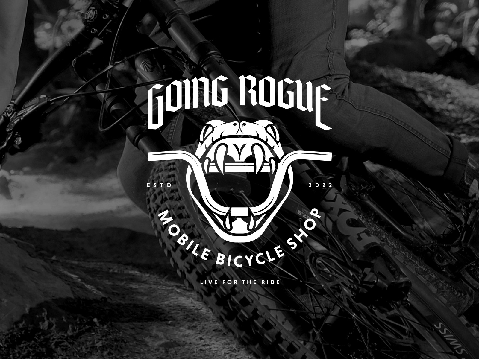 Going Rogue: T-Shirt Design bicycle shop black branding design handle bars identity design illustration logo logo design mountain bike mountain biking snake t shirt tshirt viper white