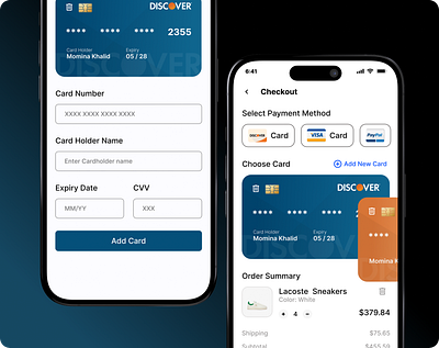 DISCOVER - Credit Card Checkout atm card discover credit card credit card checkout iphone 15 minimalistic design ui design user interface ux uxui design