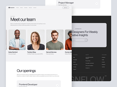 Designflow Website: Team's Page Design about us careers page company page design landing page minimal minimalism our team team team page ui ui design user interface ux web web design webdesign website