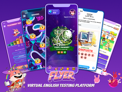 FLYER - Virtual English Test App app english for kid english test graphic design mobile app ui ux