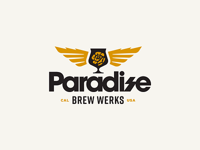 Paradise Brew Werks avant garde badge design beer branding beer glass branding brewery branding brewery logo craft beer graphic design icon design lettering logo design logo designer type wings