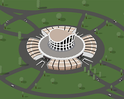 National Arts Theatre; Lagos State, Nigeria architecture isometric illustration land scape