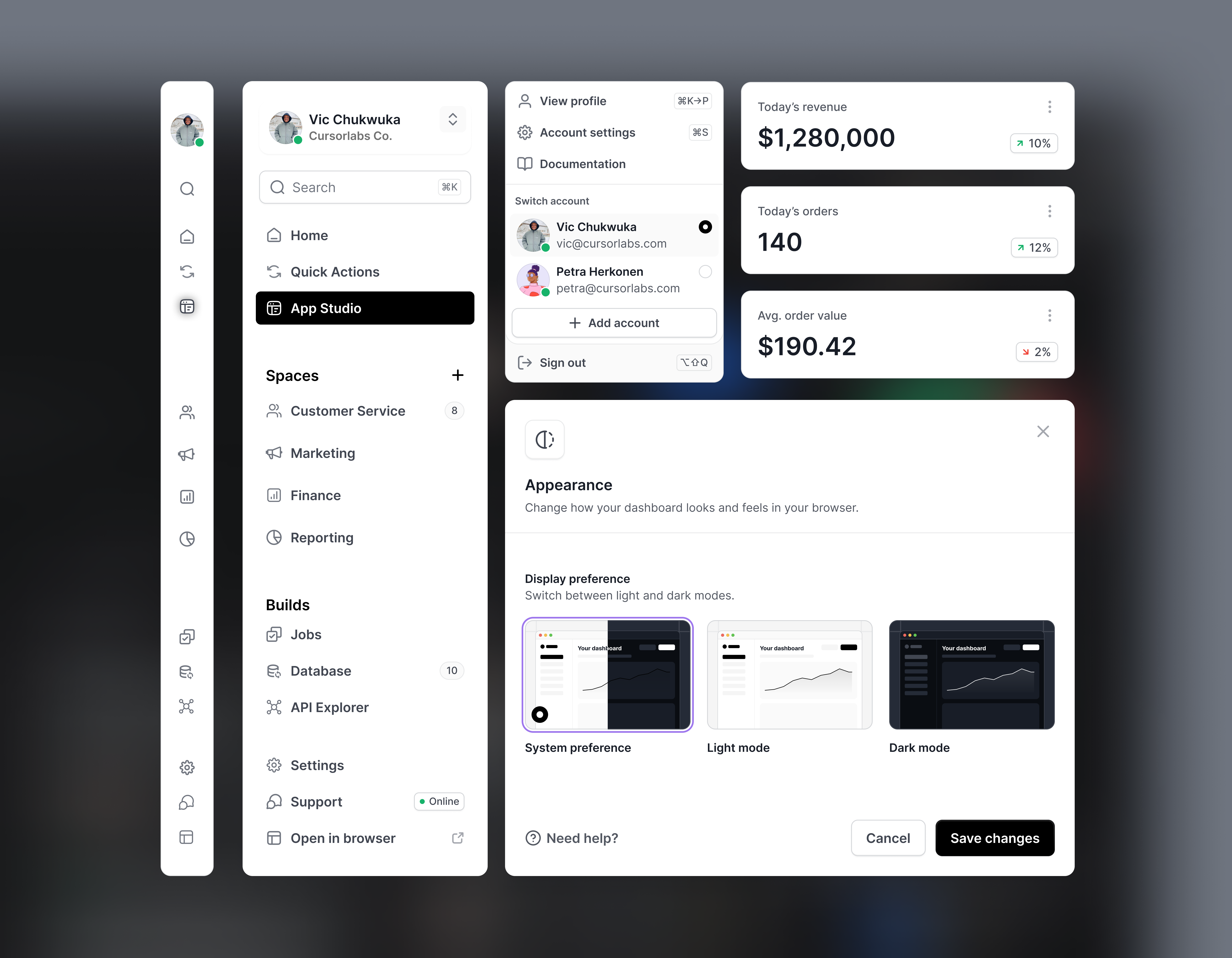 Side Navigation and Modals for a SaaS Dashboard app dashboard design design process modals saasa ui uiux design ux web app website