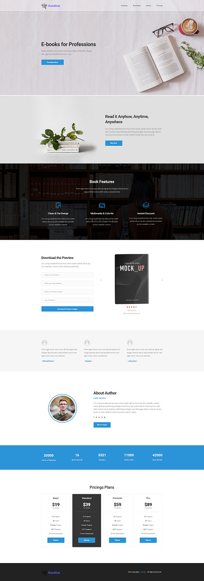 E-Book Promotion e book promotion homepage landing page ui web design website design