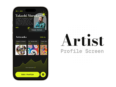 Artist's profile screen aesthetic app design artists daily ui design figma product design profile design profile page profile screen ui ui design ux design vibrant color y2k design