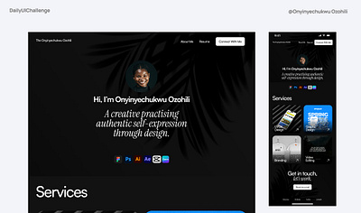 Portfolio Website UI dark mode landing page portfolio ui