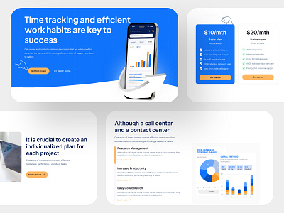 Landing page "Working time accounting system" branding crm design landing page product design saas ui