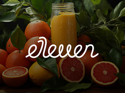 Eleven Logo Design - Wordmark creative cursive drink fresh fruits graphic design handwritten juice logo logo design orange shop unique