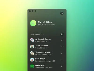 Droppable - macOS native app for large file sharing bright colors clean ui dark dark mode dark ui desktop app figma macos macos app minimalist ui native macos typography ui