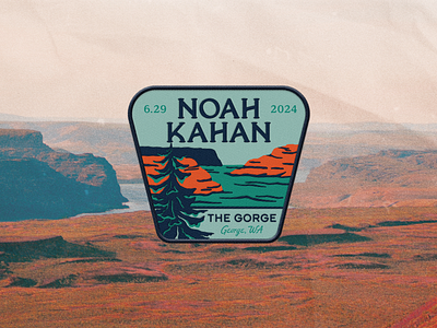 Noah Kahan World Tour 2024 Patch - The Gorge illustration noah kahan patch river gorge the gorge trees typography vintage washington