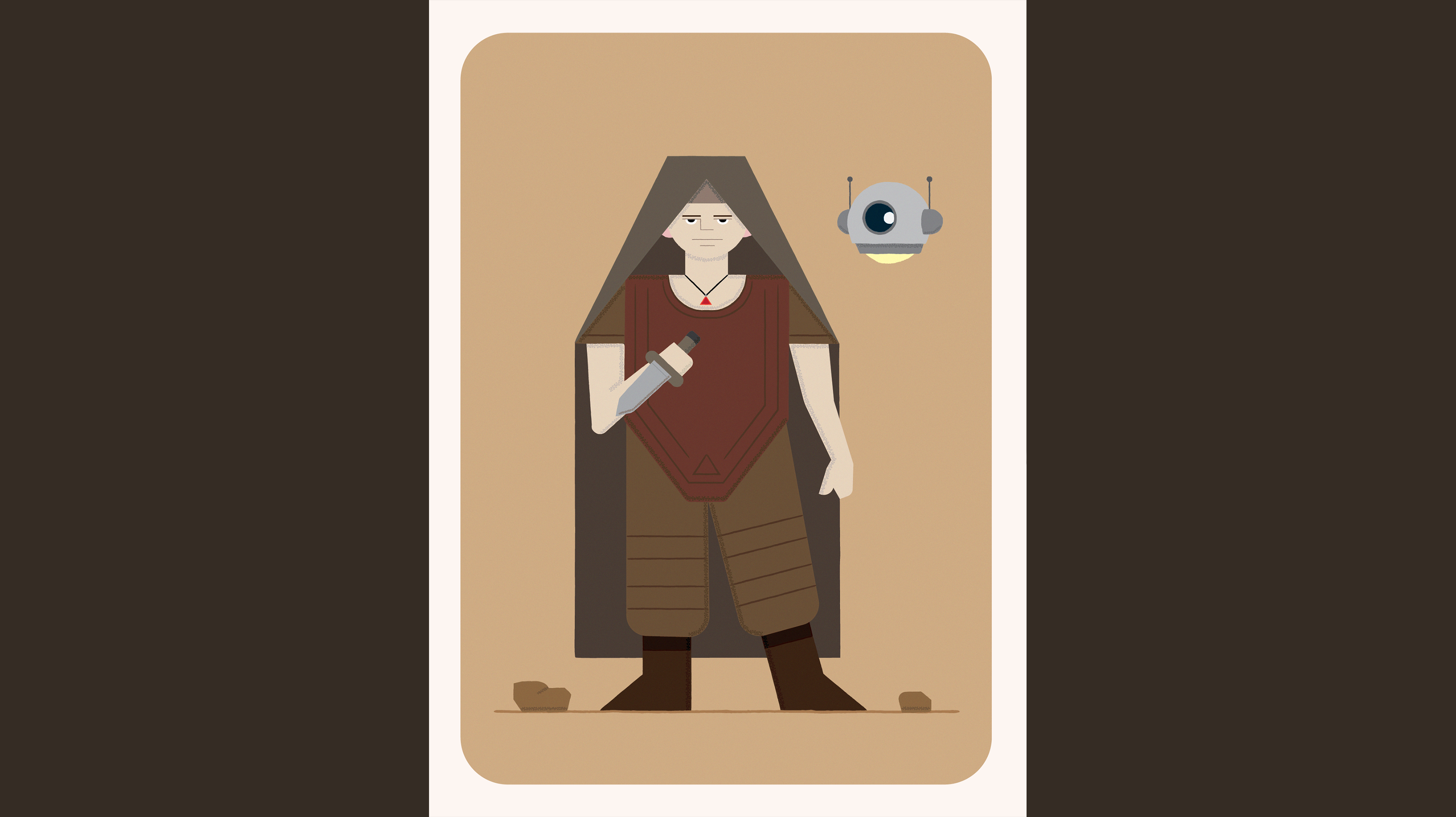 The Rogue 2d adobe illustrator android cartoon concept design dessert graphic design illustration knife minimalist nomad playing card retro robot sci fi texture vector