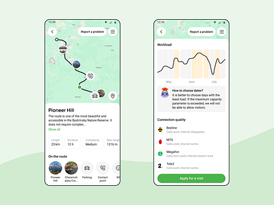 My Kamchatka — hiking app graph hiking map mobile route tourism ui