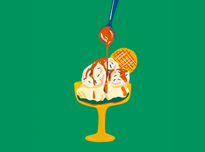 SUNDAE ice cream illustration july summer sundae