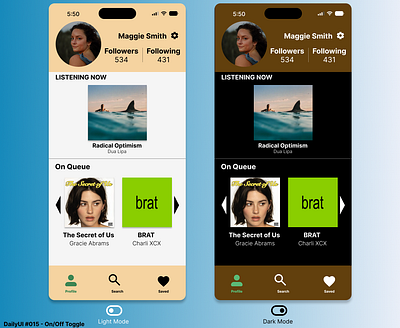 DailyUI #015 - On/Off dailyui 015 dark mode figma light mode toggle ui ui design