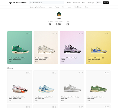 My Closet fashion figma footwear grid profile shoes sneakers ui user profile web design