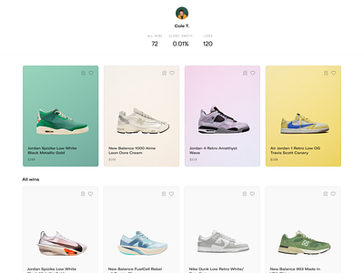 My Closet fashion figma footwear grid profile shoes sneakers ui user profile web design