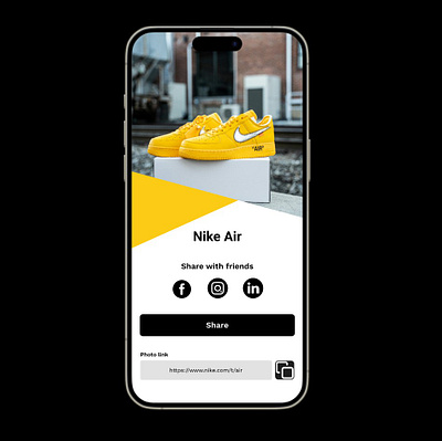 Nike Air share link ui design in iphone 15pro max screen
