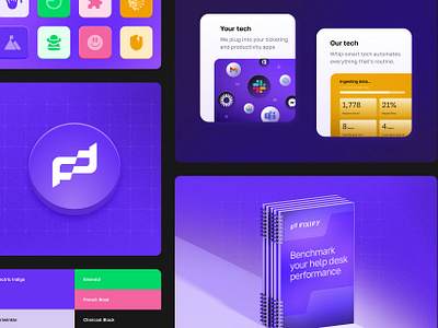 Fixify Branding branding creative direction dashboard graphic design logo purple tech brand ui modules web design