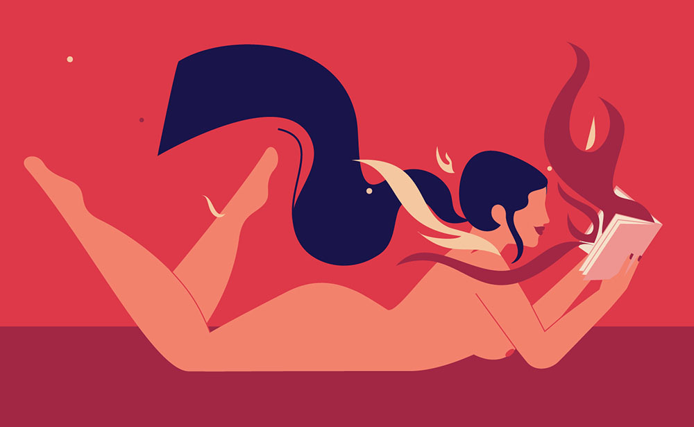 The Depths of Desire art artwork body bonbuster book character design design editorial fire graphic design ill illustration minimal poster pulishing reading red revolution vector woman