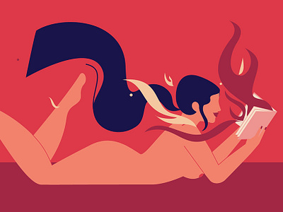 The Depths of Desire art artwork body bonbuster book character design design editorial fire graphic design ill illustration minimal poster pulishing reading red revolution vector woman