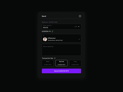 Send crypto crypto cryptocurrency dashboard ui