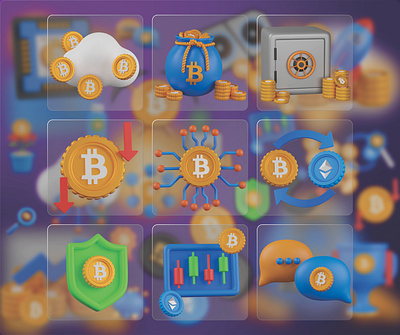 Crypto-currency 3D Icon Asset 3d 3d icons bitcoin bitcoin cloud bitcoin depository bitcoin network blockchain cripto protection crypto crypto cloud crypto exchange crypto mining crypto trading cryptocurrency digital currency digital money graphic design icons illustration ui