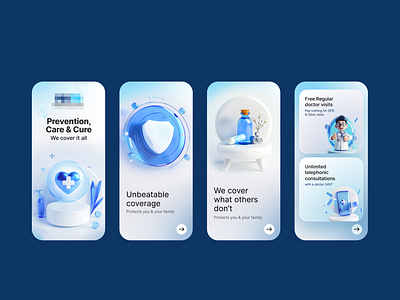 Onboarding Screens 3d icons app design illustrations onboarding ui design