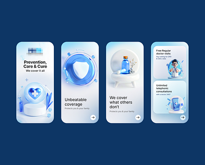 Onboarding Screens 3d icons app design illustrations onboarding ui design